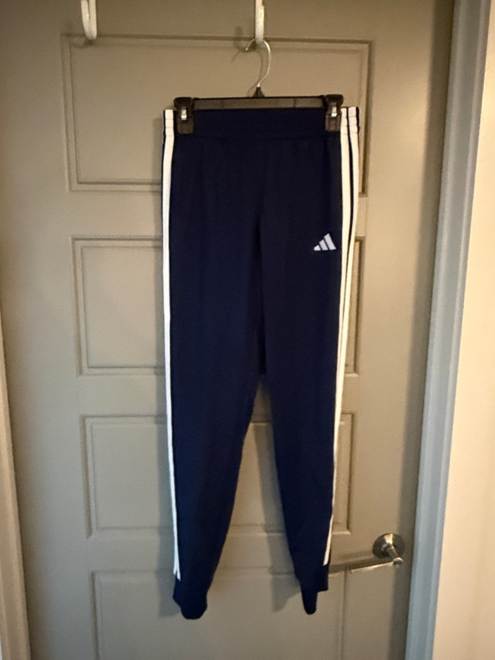adidas Kids Navy Joggers with White Side Stripes
